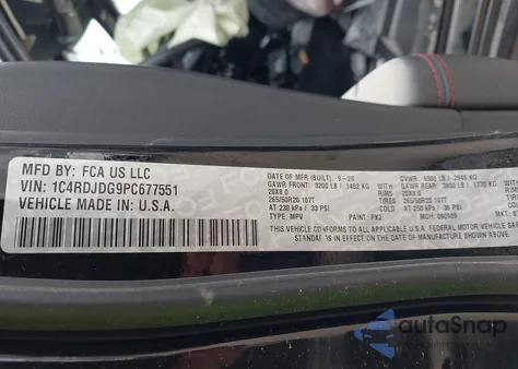 2023 Dodge Durango Gt Plus Awd z USA, uszkodzony, nr VIN 1C4RDJDG9PC677551